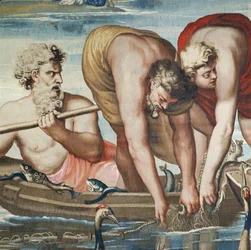 Tapestry Depicting the Acts of the Apostles, the Miraculous Catch of Fish (detail)